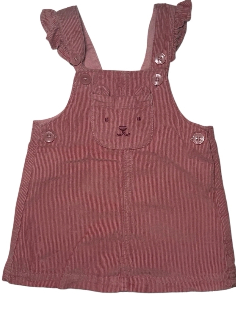 Carter's Baby Girl Corduroy Pink Jumper Dress With Bear Pockert ~ EUC ~ 12 mos